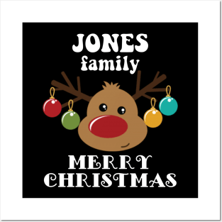 Family Christmas - Merry Christmas JONES family, Family Christmas Reindeer T-shirt, Pjama T-shirt Posters and Art